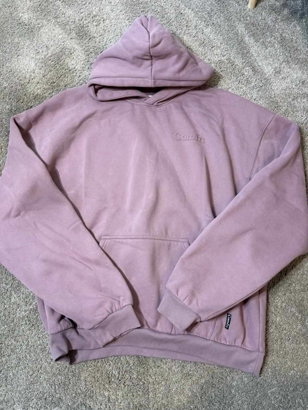Comfrt Mauve Pullover Hoodie with Subtle Embroidered Logo